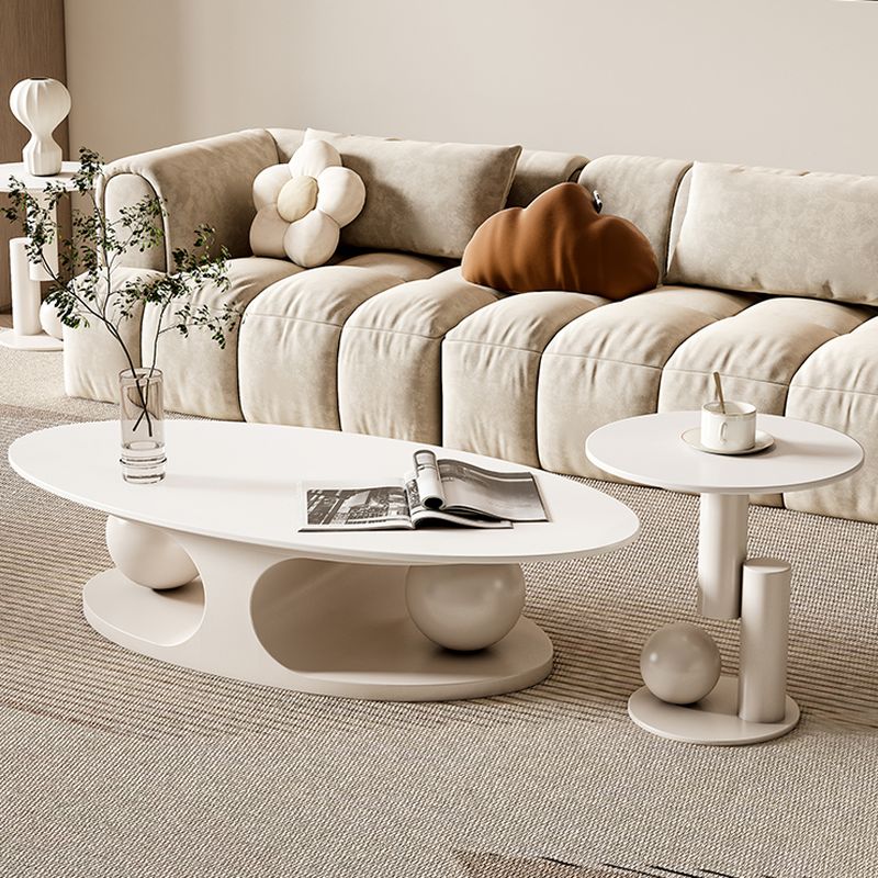 Karishma Stainless Steel Frame and White Finish Coffee Table for Living Room