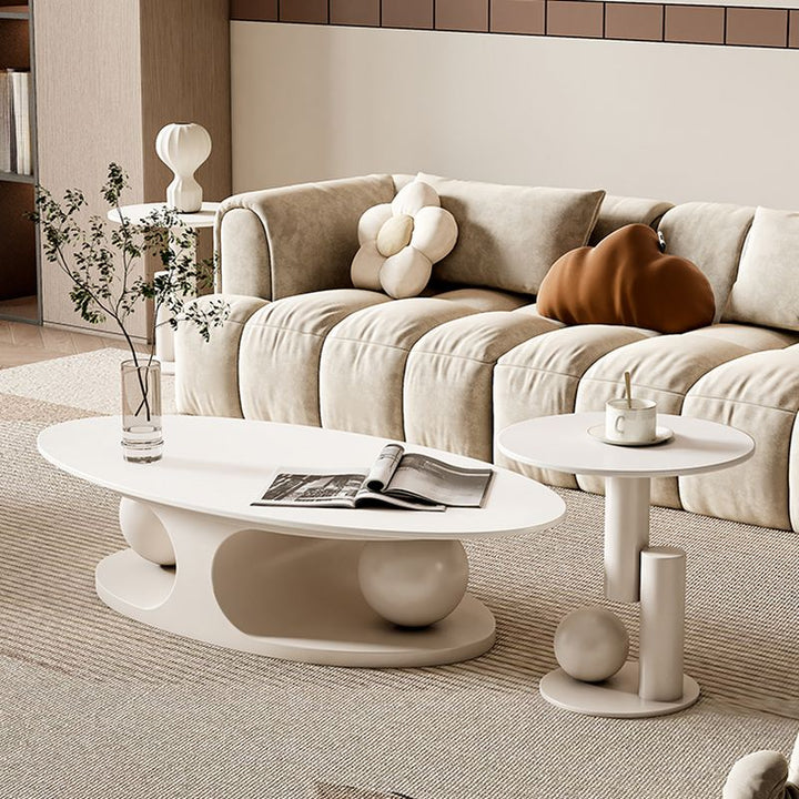 Karishma Stainless Steel Frame and White Finish Coffee Table for Living Room