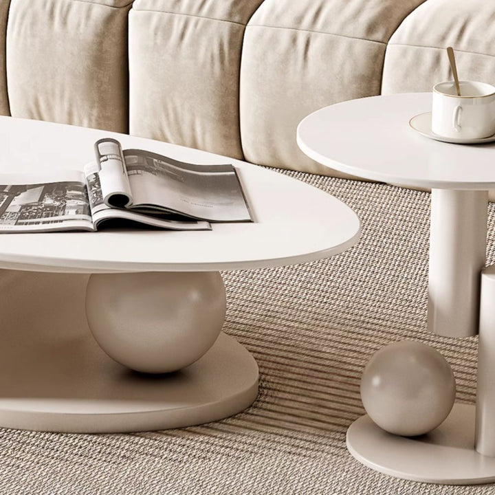 Karishma Stainless Steel Frame and White Finish Coffee Table for Living Room