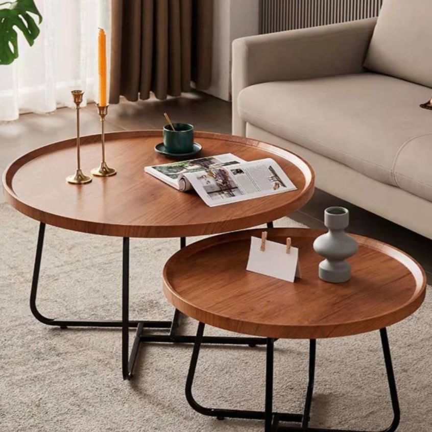 Ojal Solid Wood and Metal Frame Coffee Table for Living Room