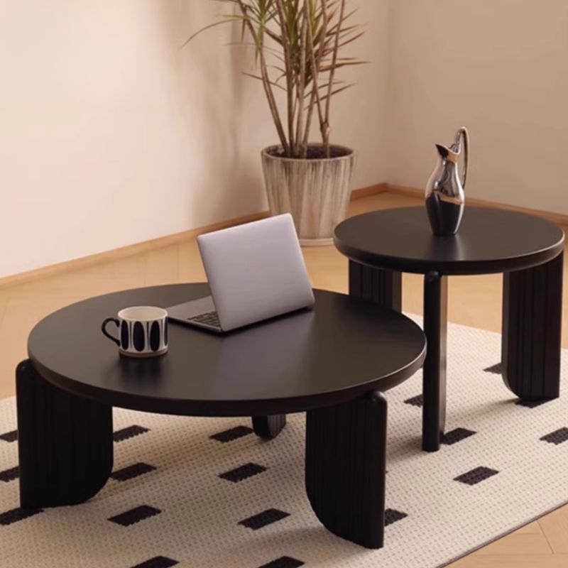 Willow Coffee Table for Living Room | Solid Wood | Round Shaped | Marble Top