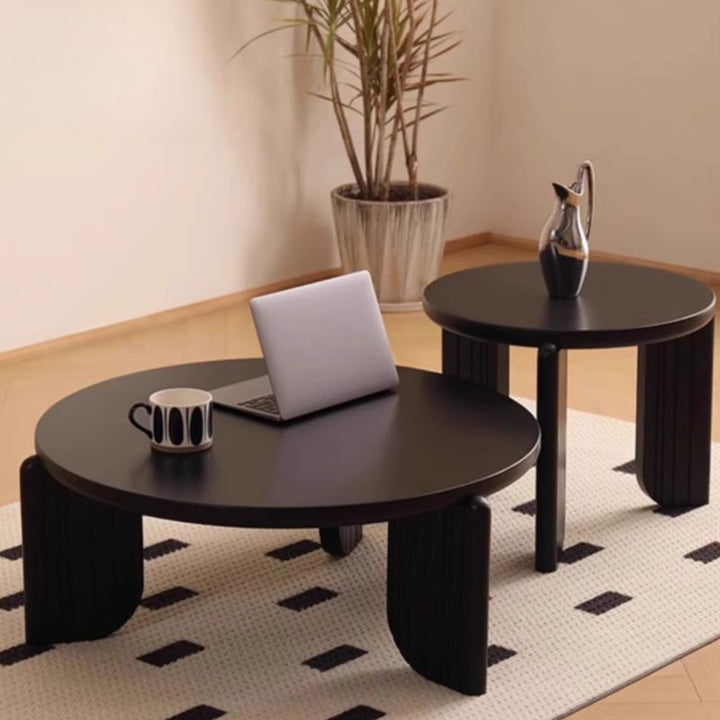 Willow Coffee Table for Living Room | Solid Wood | Round Shaped | Marble Top