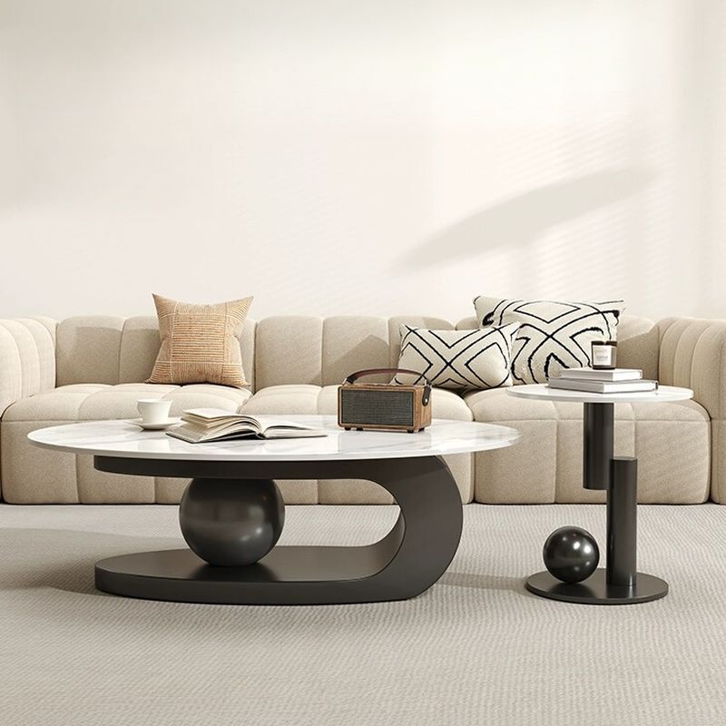 Luxurious Marble Top Stainless Steel with PVD Coated Single Bool Coffee Table Set Coffee Tables