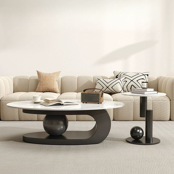Luxurious Marble Top Stainless Steel with PVD Coated Single Bool Coffee Table Set Coffee Tables