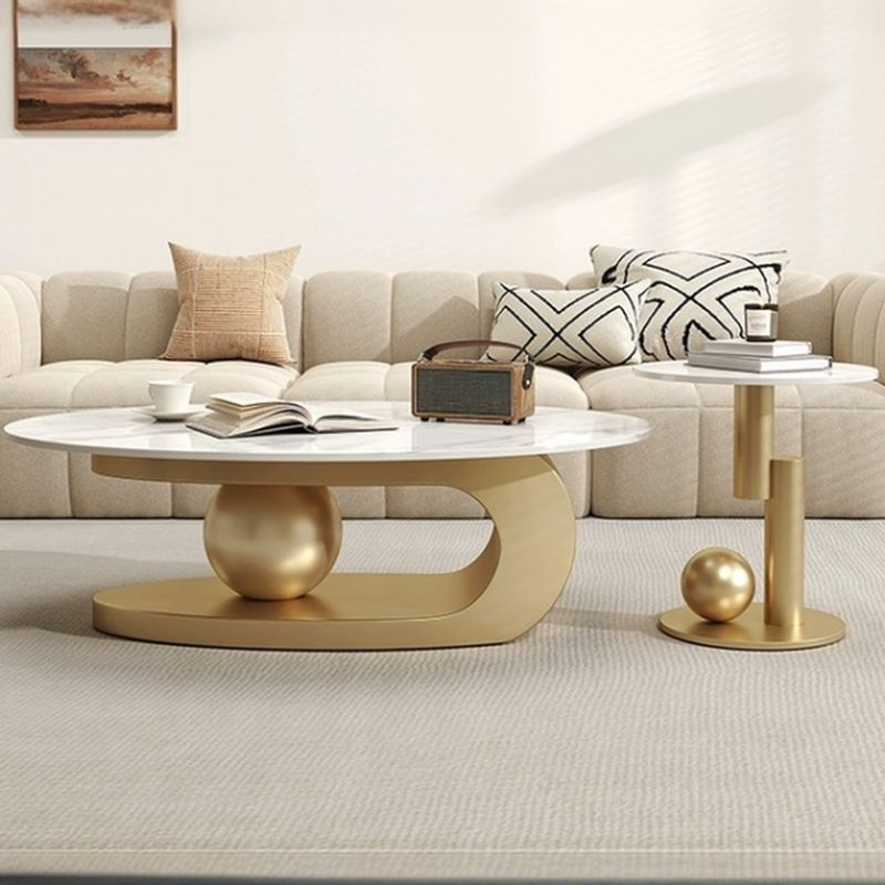 Luxurious Marble Top Stainless Steel with PVD Coated Single Bool Coffee Table Set Coffee Tables
