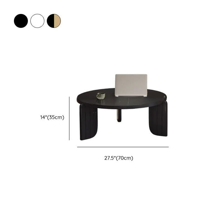 Willow Coffee Table for Living Room | Solid Wood | Round Shaped | Marble Top