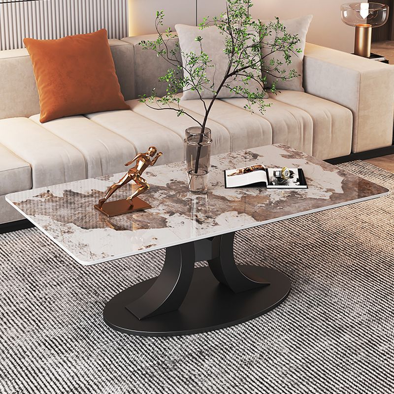 Wamika Stainless Steel Frame and Marble Top Coffee Table for Living Room