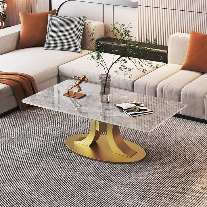 Wamika Stainless Steel Frame and Marble Top Coffee Table for Living Room