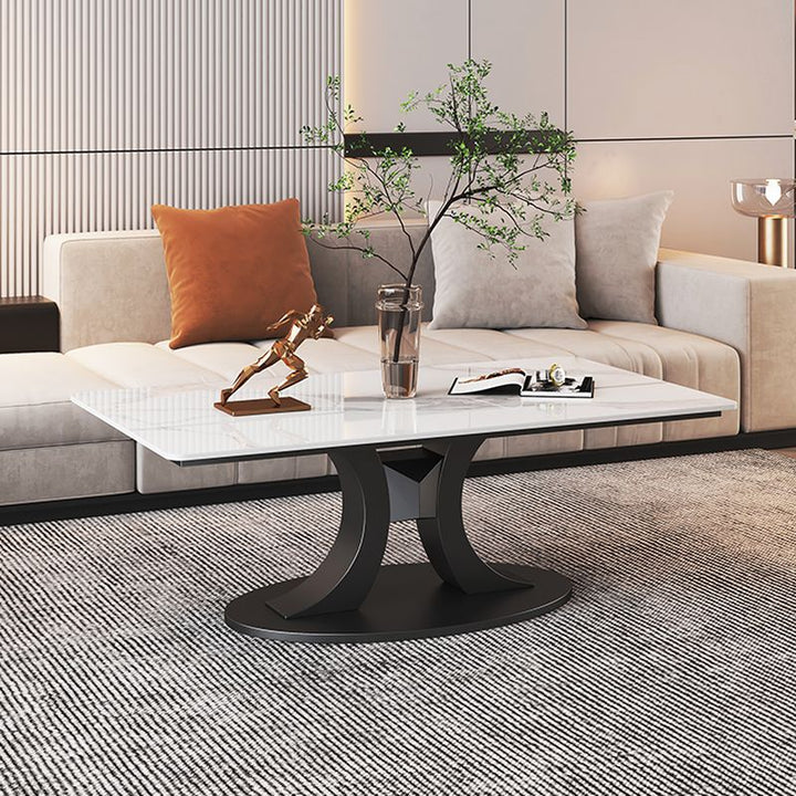 Wamika Stainless Steel Frame and Marble Top Coffee Table for Living Room