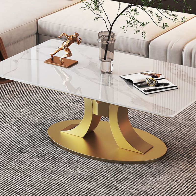 Wamika Stainless Steel Frame and Marble Top Coffee Table for Living Room
