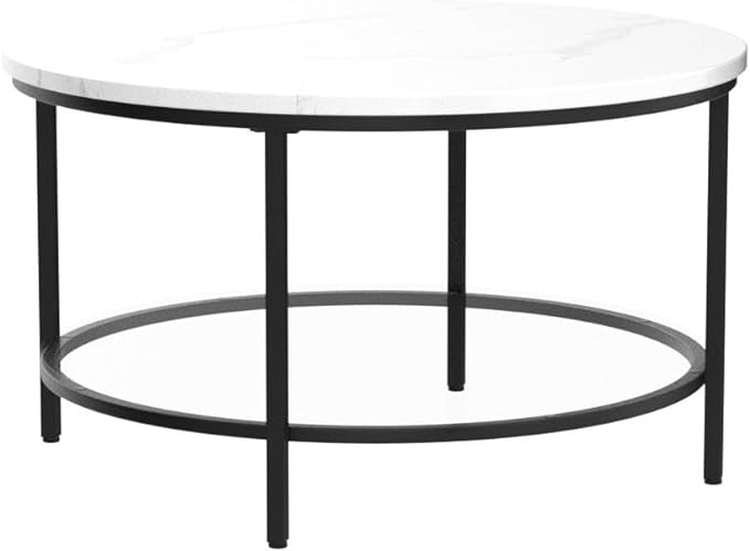 Ankit Metal Black Coffee Table With Marble Top