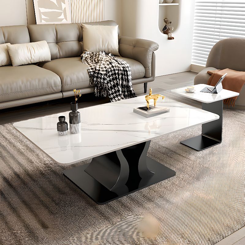 Gitali Stainless Steel Frame and Marble Top Coffee Table for Living Room