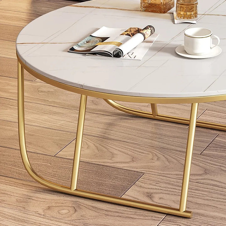 Ayaan Coffee Table Metal Legs With Marble Top