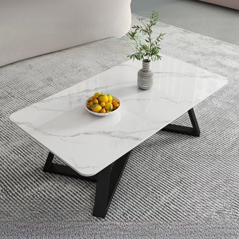 Regalia Stainless Steel Coffee Table for Living Room | Rectangle Shape | Composite Ceramic Marble