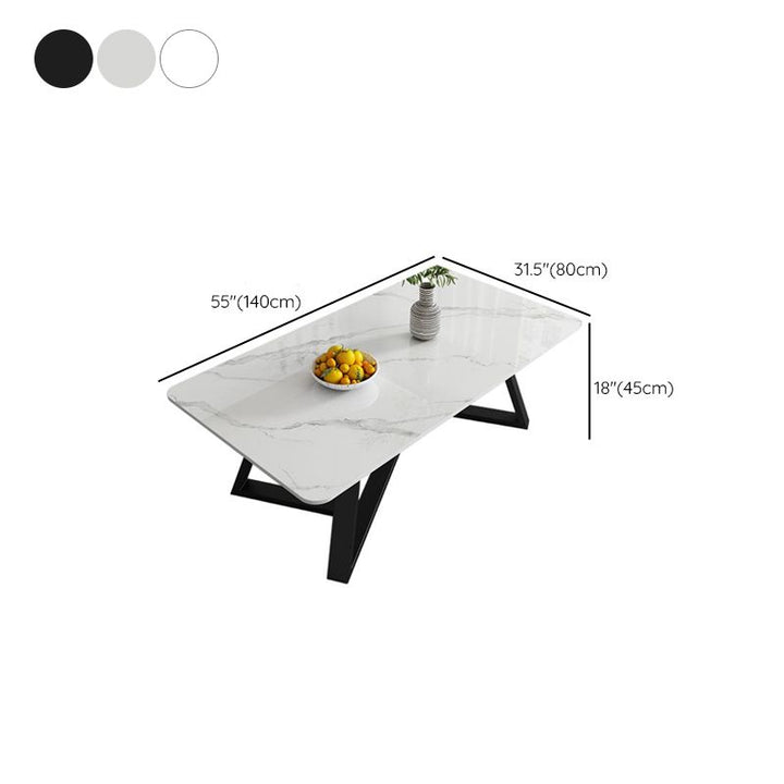 Regalia Stainless Steel Coffee Table for Living Room | Rectangle Shape | Composite Ceramic Marble