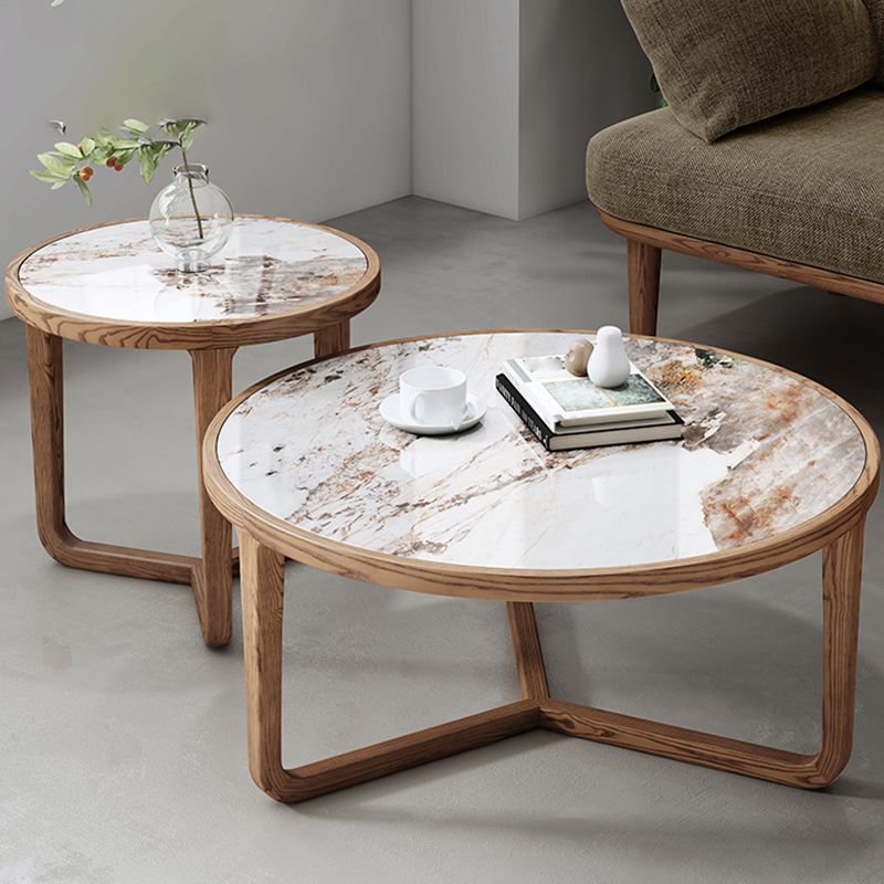Vrishti Wooden Frame and Ceramic Marble Top Coffee Table for Living Room