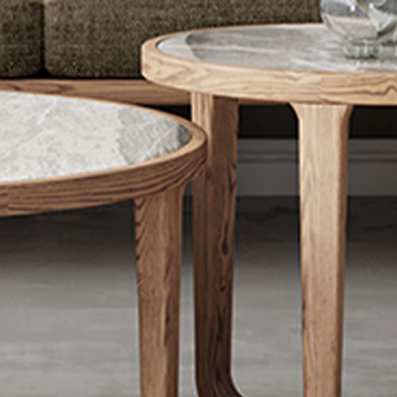 Vrishti Wooden Frame and Ceramic Marble Top Coffee Table for Living Room