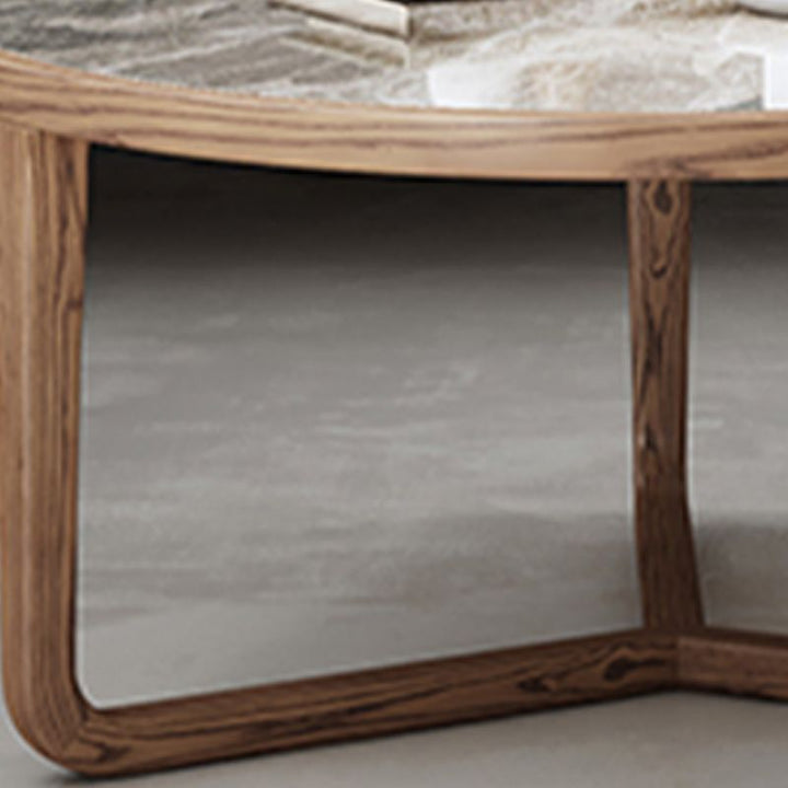Vrishti Wooden Frame and Ceramic Marble Top Coffee Table for Living Room