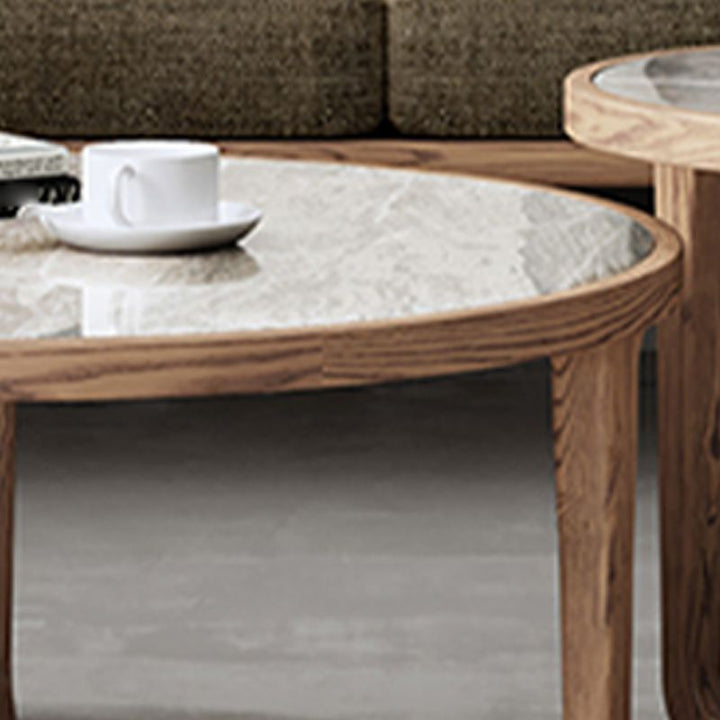 Vrishti Wooden Frame and Ceramic Marble Top Coffee Table for Living Room
