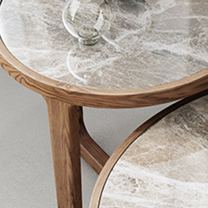 Vrishti Wooden Frame and Ceramic Marble Top Coffee Table for Living Room
