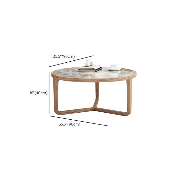 Vrishti Wooden Frame and Ceramic Marble Top Coffee Table for Living Room