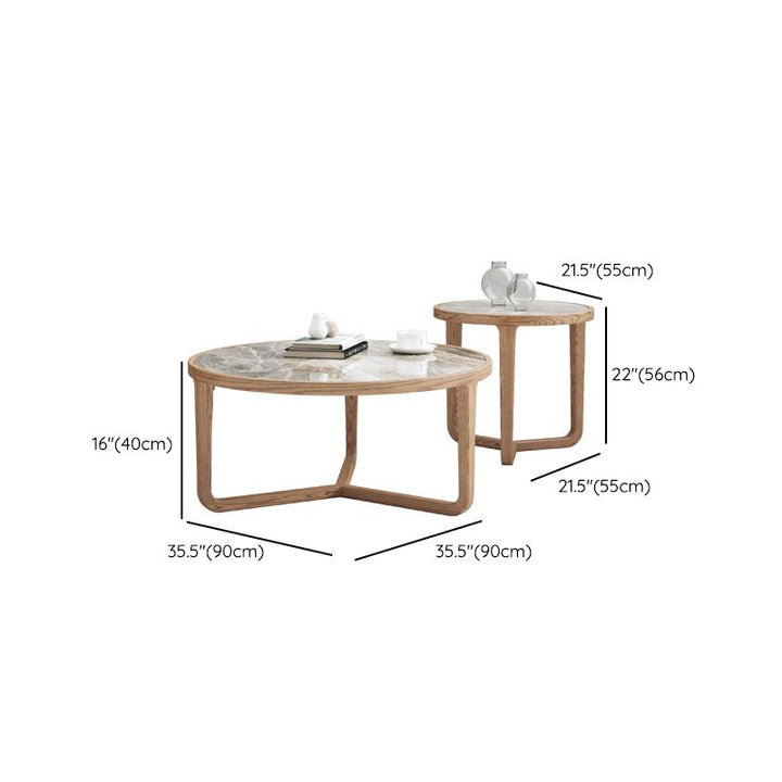 Vrishti Wooden Frame and Ceramic Marble Top Coffee Table for Living Room