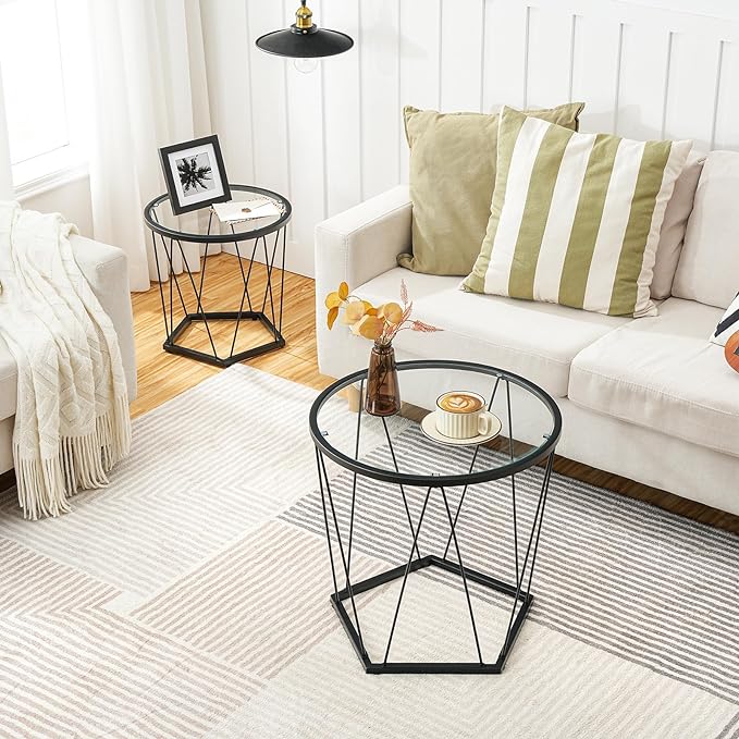 Manoj Round Glass Coffee Table For Living Room - Set Of 2