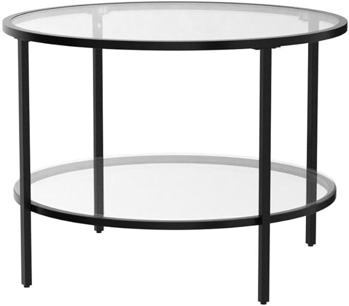 Aryan Metal Black Coffee Table With Glass Top
