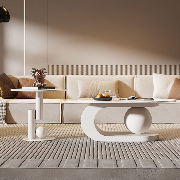 Waniya Stainless Steel Frame and Ceramic Marble Top Coffee Table For Living Room