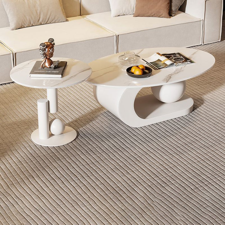 Waniya Stainless Steel Frame and Ceramic Marble Top Coffee Table For Living Room