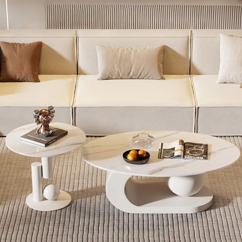 Waniya Stainless Steel Frame and Ceramic Marble Top Coffee Table For Living Room
