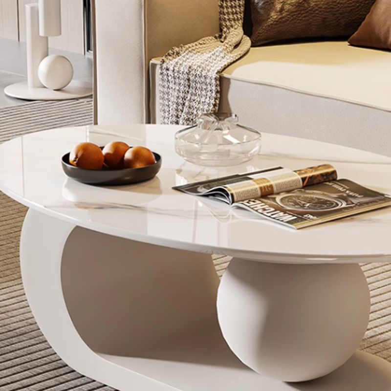 Waniya Stainless Steel Frame and Ceramic Marble Top Coffee Table For Living Room