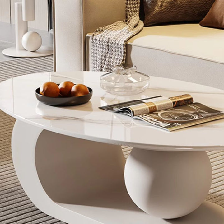 Waniya Stainless Steel Frame and Ceramic Marble Top Coffee Table For Living Room