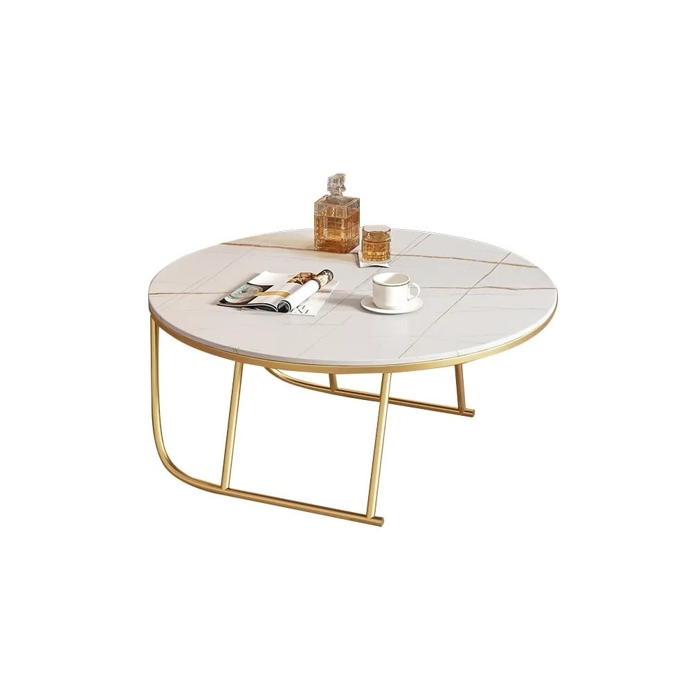 Ayaan Coffee Table Metal Legs With Marble Top