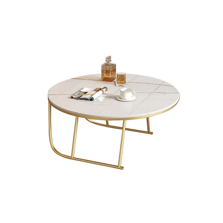 Ayaan Coffee Table Metal Legs With Marble Top