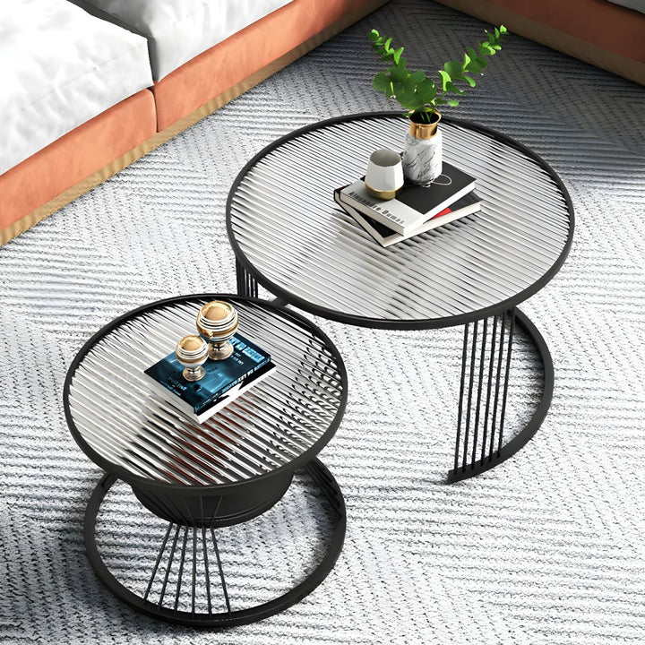 Pranavi Stainless Steel and Fluted Glass Top Coffee Table for Living Room