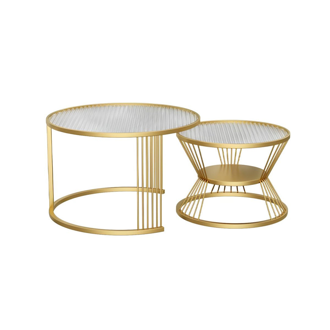 Pranavi Stainless Steel and Fluted Glass Top Coffee Table for Living Room