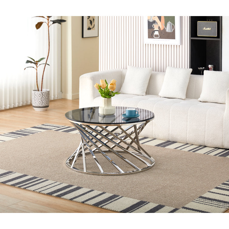 Hema Stainless Steel Coffee Table For Living Room - Silver Finish