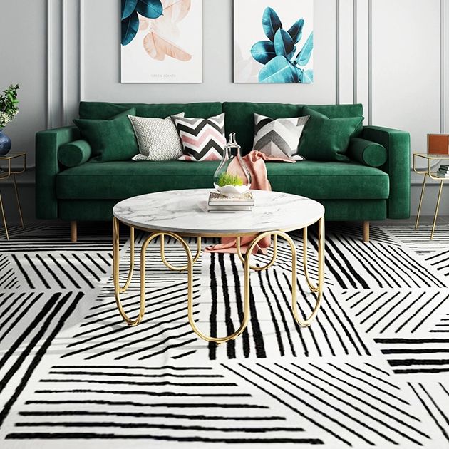 Sanvika Stainless Steel Frame and Marble Top Coffee Table for Living Room