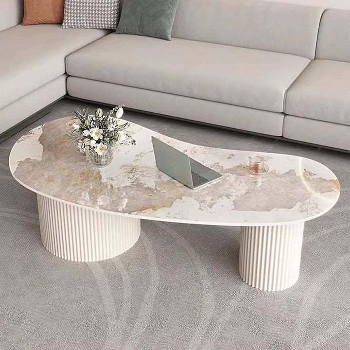 Dhwani MDF Frame and Ceramic Marble Top Coffee Table for Living Room