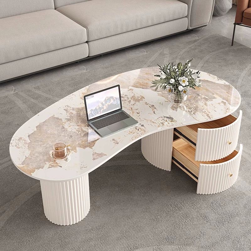 Dhwani MDF Frame and Ceramic Marble Top Coffee Table for Living Room