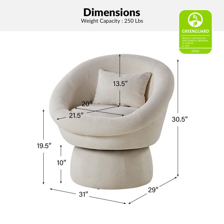 Nayara Solid Wood and Fabric Arm Chair | Living Room Chair | Lounge Chair - 360 Rotating