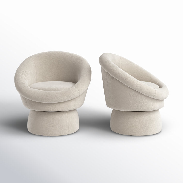 Nayara Solid Wood and Fabric Arm Chair | Living Room Chair | Lounge Chair - 360 Rotating