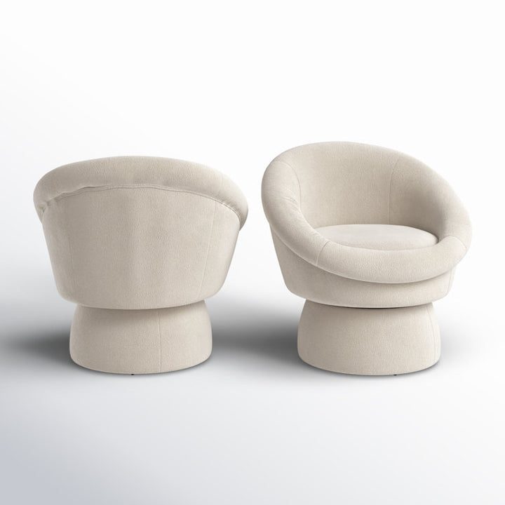 Nayara Solid Wood and Fabric Arm Chair | Living Room Chair | Lounge Chair - 360 Rotating