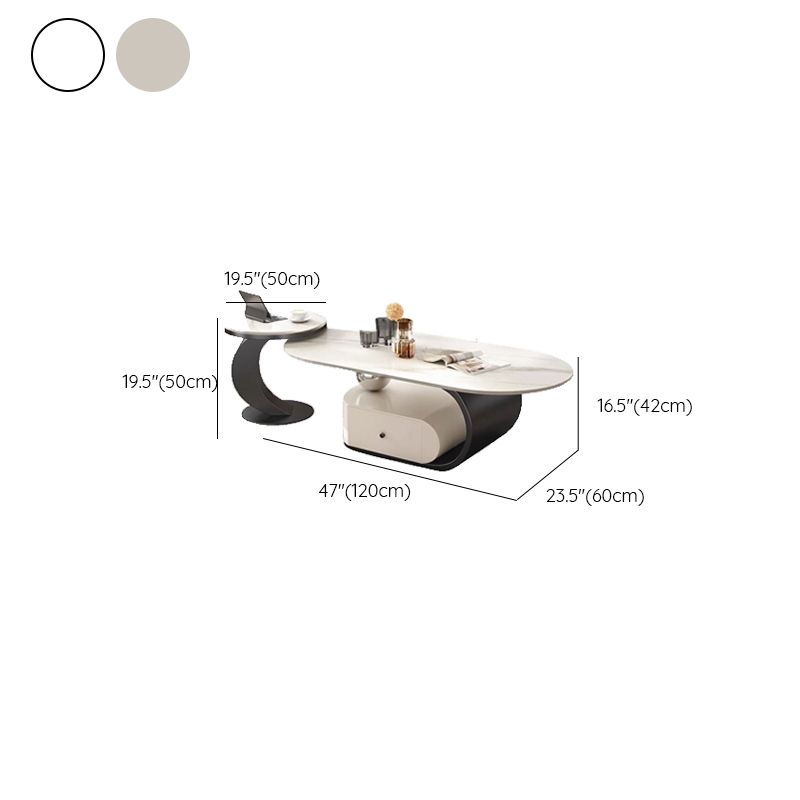 Aurora Stainless Steel Coffee Table | MDF Work | Ceramic Marble Top
