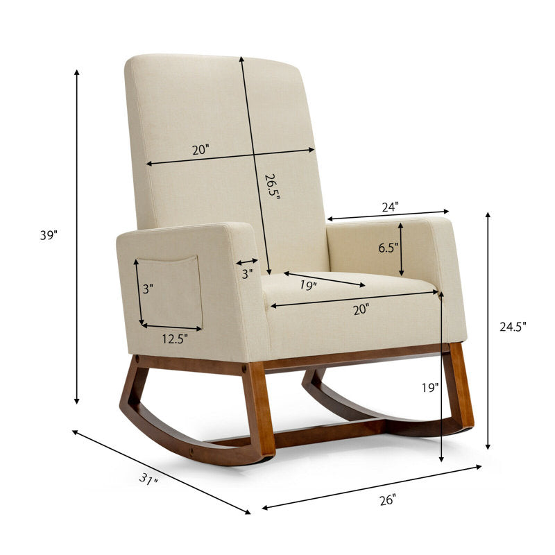Sharvani Solid Wood and Fabric Rocking Chair | Arm Chair | Living Room Chair | Lounge Chair