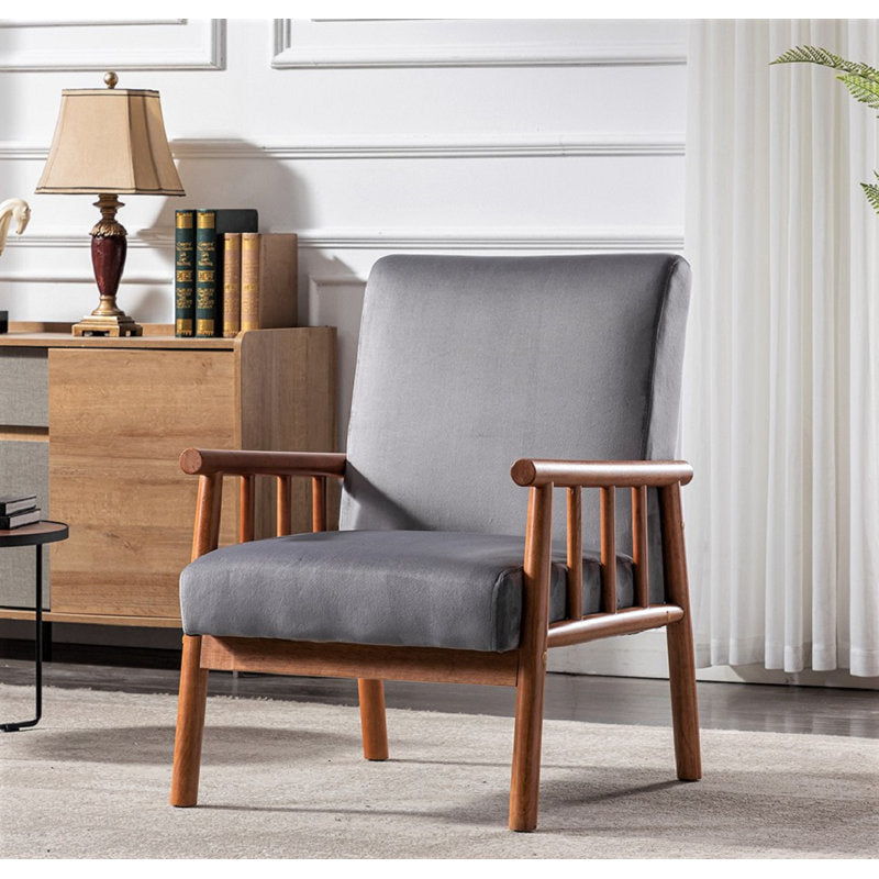 Anvitha Solid Wood and Fabric Arm Chair | Living Room Chair | Lounge Chair