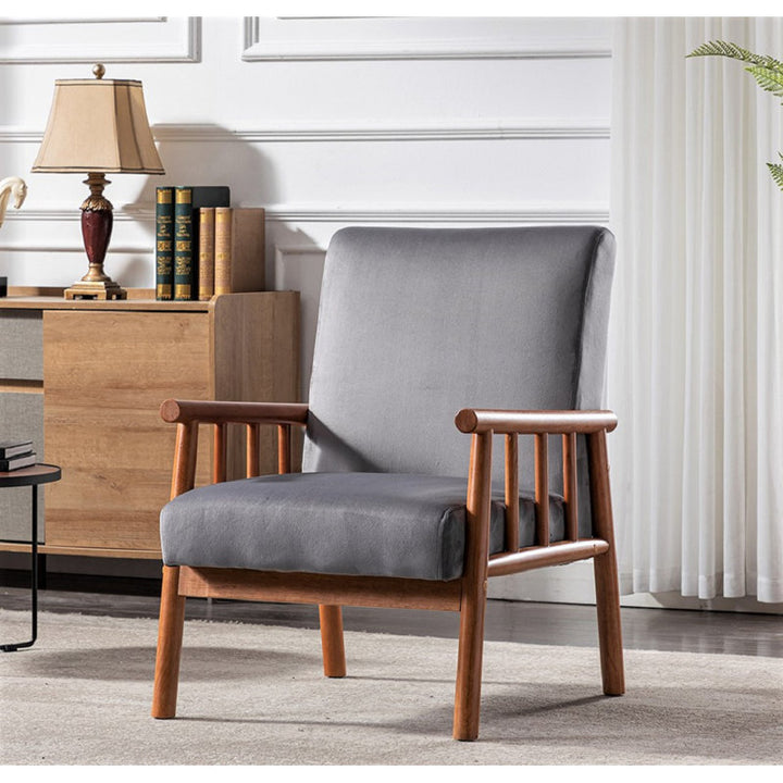Anvitha Solid Wood and Fabric Arm Chair | Living Room Chair | Lounge Chair
