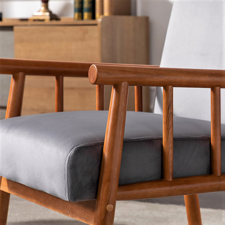Anvitha Solid Wood and Fabric Arm Chair | Living Room Chair | Lounge Chair