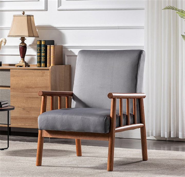 Anvitha Solid Wood and Fabric Arm Chair | Living Room Chair | Lounge Chair